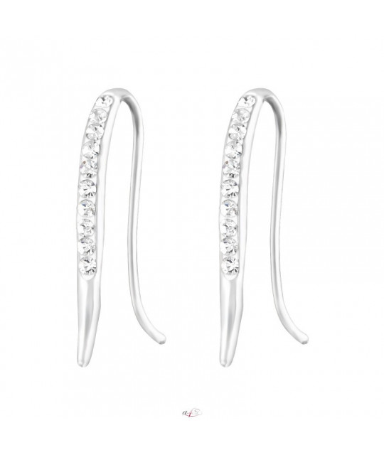 Silver curved earrings with crystal stones