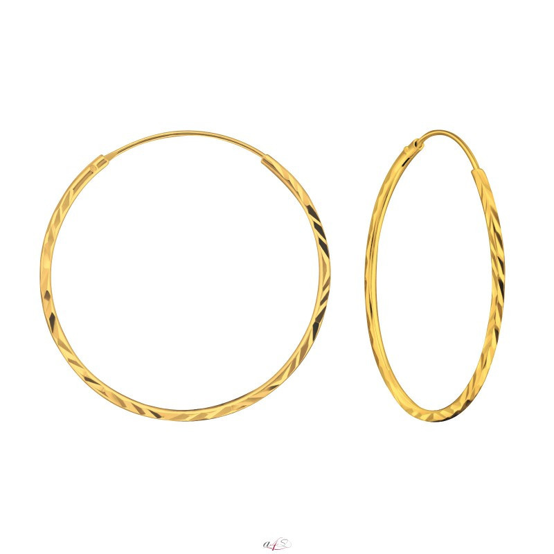 Gold-plated silver earrings, Hoops