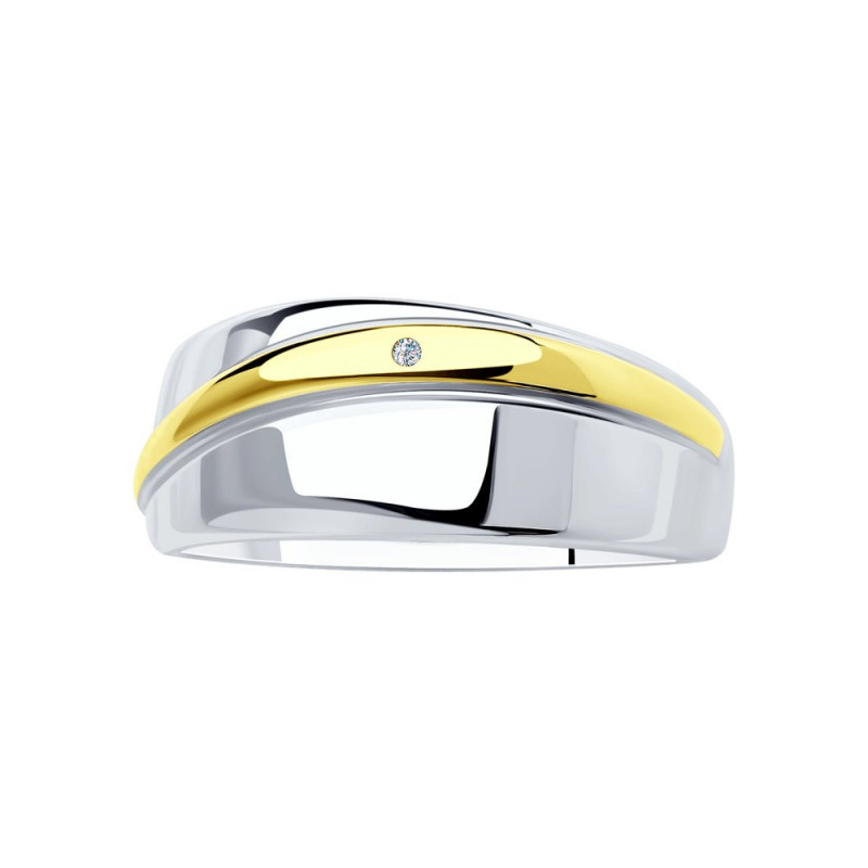 Apzeltīts sudraba gredzens SOKOLOV ar briljantu
