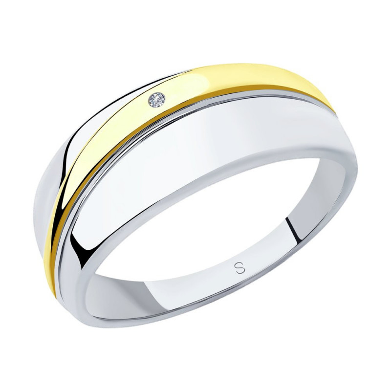 Позолоченное серебряное кольцо SOKOLOV с бриллиантом