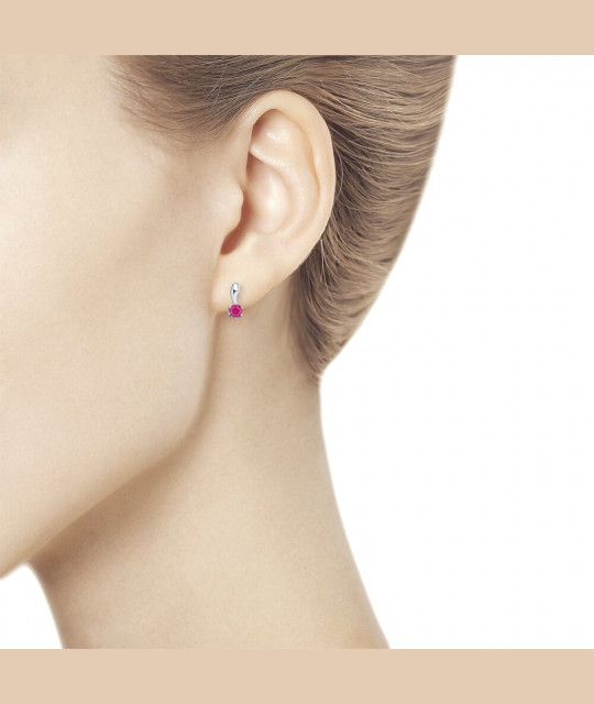 Silver earrings with pink cubic zirconias