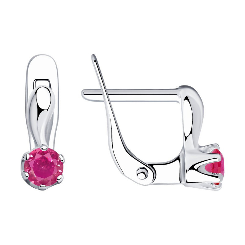 Silver earrings with pink cubic zirconias