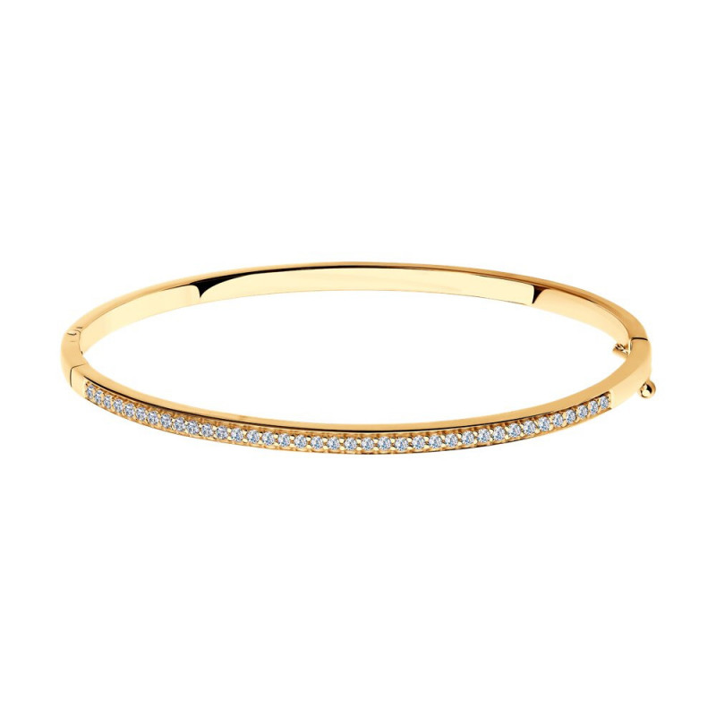Gold-plated silver rigid bangle SOKOLOV with cubic zirconias