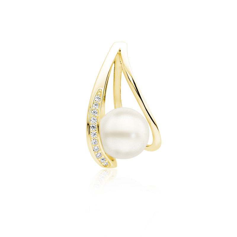 Gold-plated silver pendant SENTIELL with zircon, Pearl