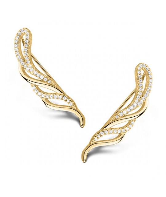 Gold-plated silver cuff earrings SENTIELL with zircon