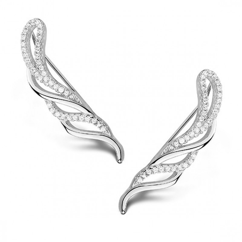 Silver cuff earrings SENTIELL with zircon