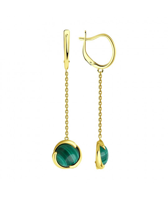 Gold-plated silver earrings SOKOLOV with malachite