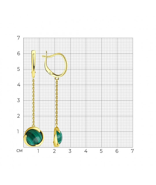 Gold-plated silver earrings SOKOLOV with malachite