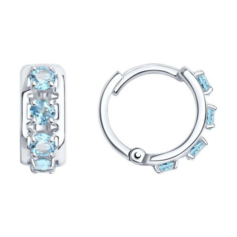 Silver earrings SOKOLOV with topaz, Blue
