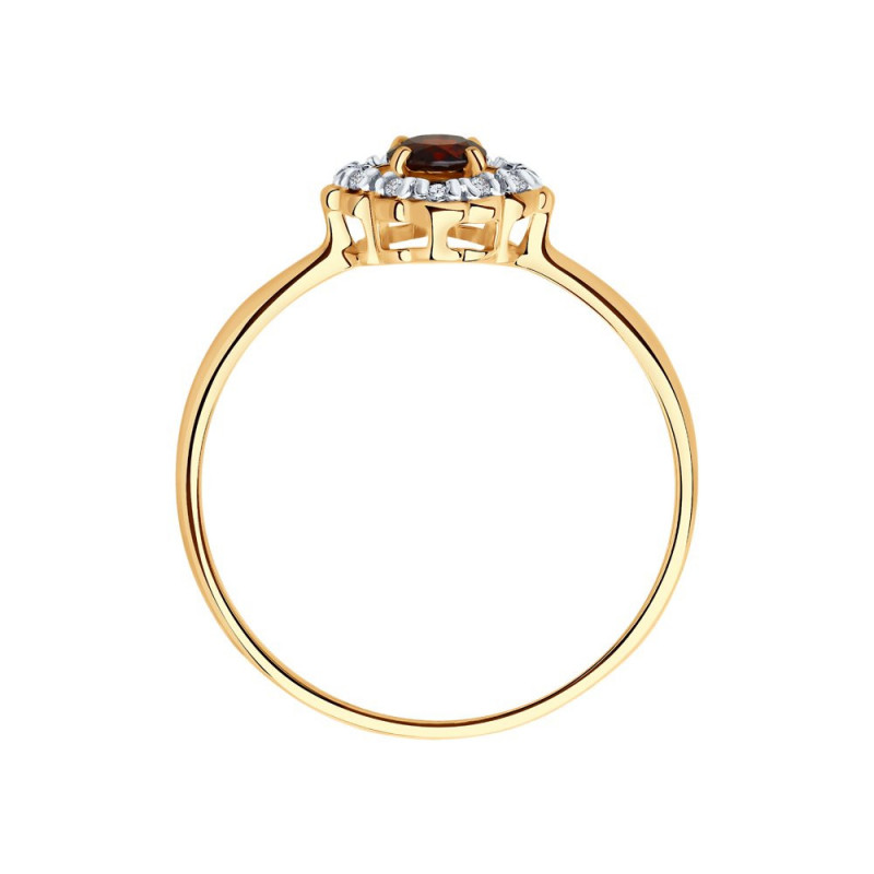 Gold-plated silver SOKOLOV ring with garnets and phianite