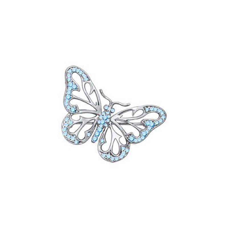 Silver brooch with cubic zirkonia, Butterfly