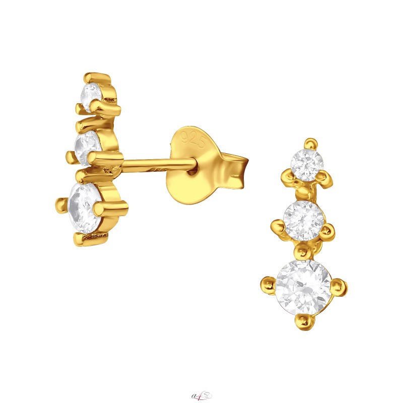 Gold-plated silver earrings with cubic zirconia