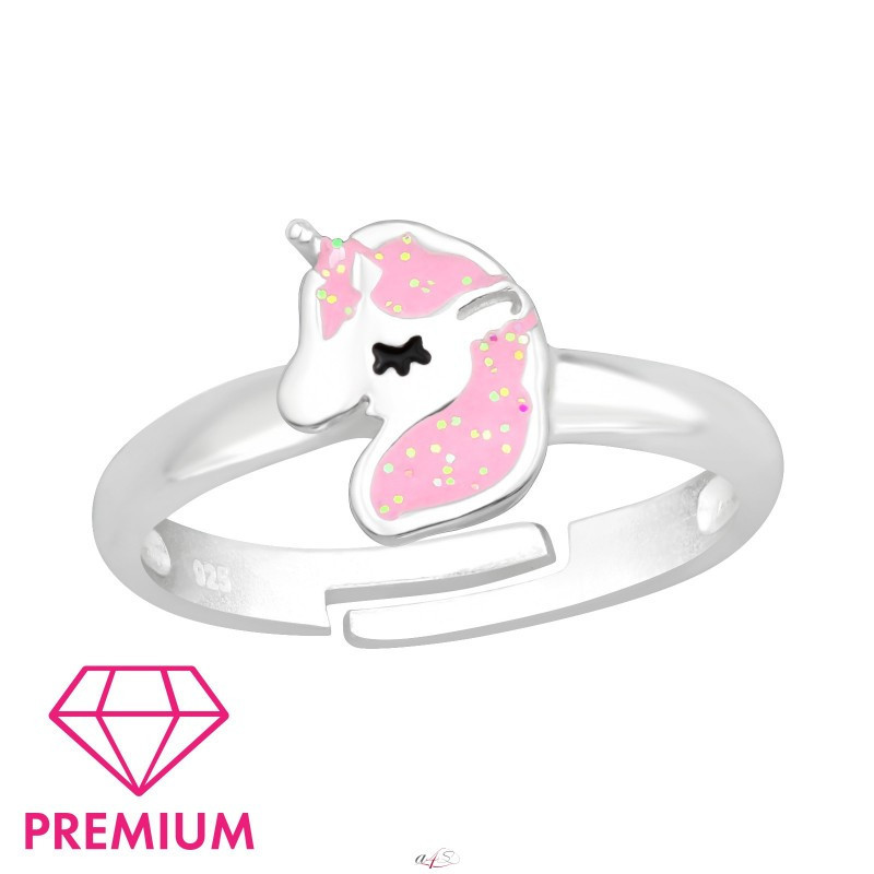 Silver adjustable ring, Unicorn
