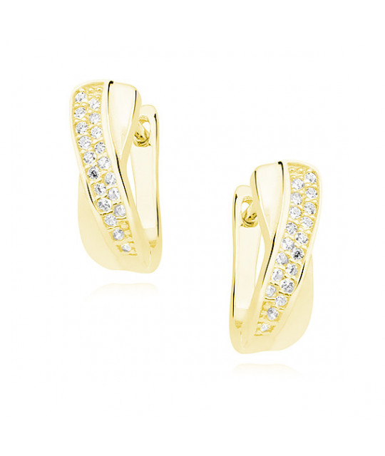 Gold-plated silver earrings SENTIELL with white zirconia