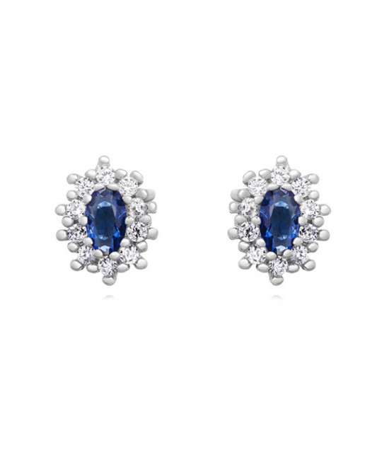 Silver Earrings SENTIELL with sapphire colored zircon