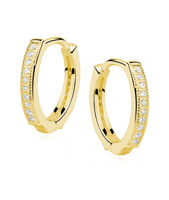 Silver gold-plated earrings with zircon, Hoop