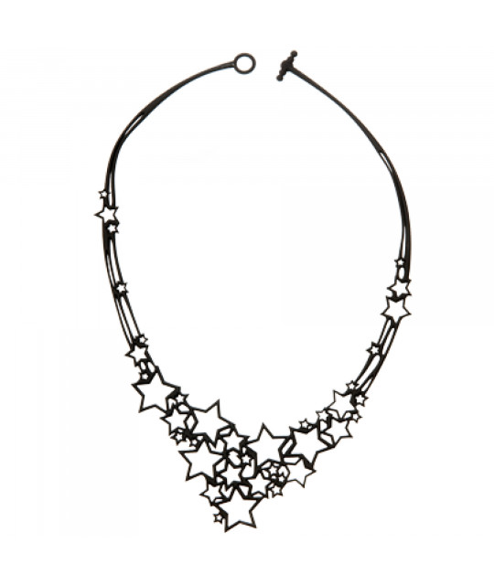 ECO plastic necklace BATUCADA, Black Stars