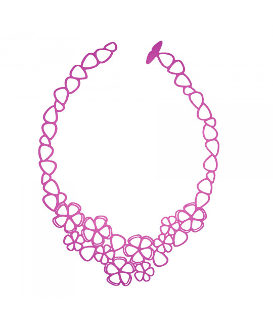 ECO plastic necklace BATUCADA, Pink Sweet Flowers