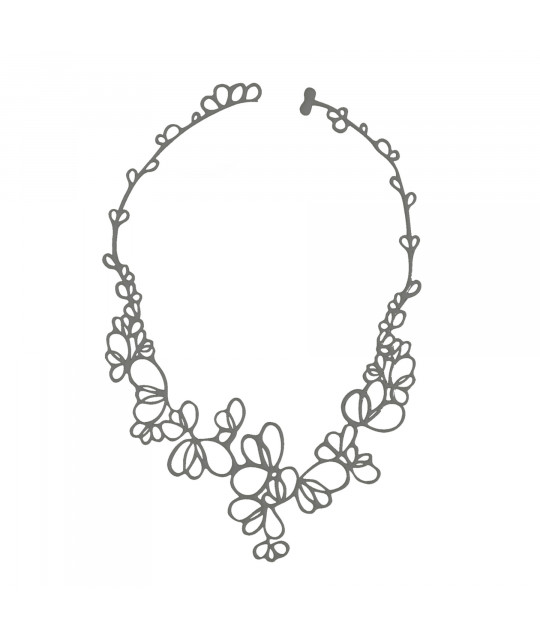 ECO plastic necklace BATUCADA, Grey Petals