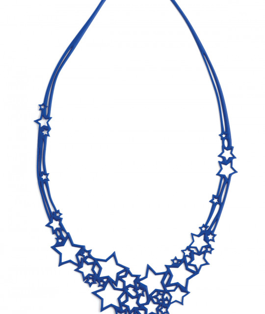 ECO plastic necklace BATUCADA, Blue Stars