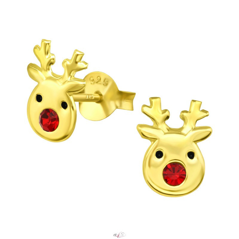 Silver earrings, Golden Reindeer