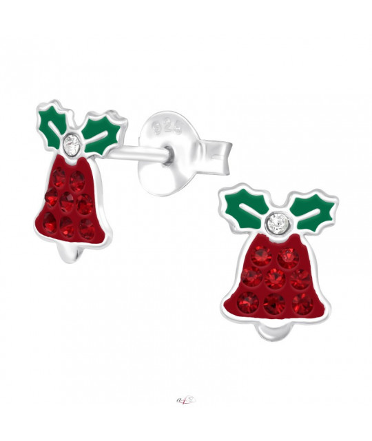 Silver earrings, Christmas Bell