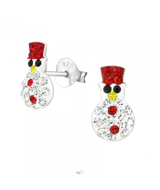 Silver earrings, Snowman