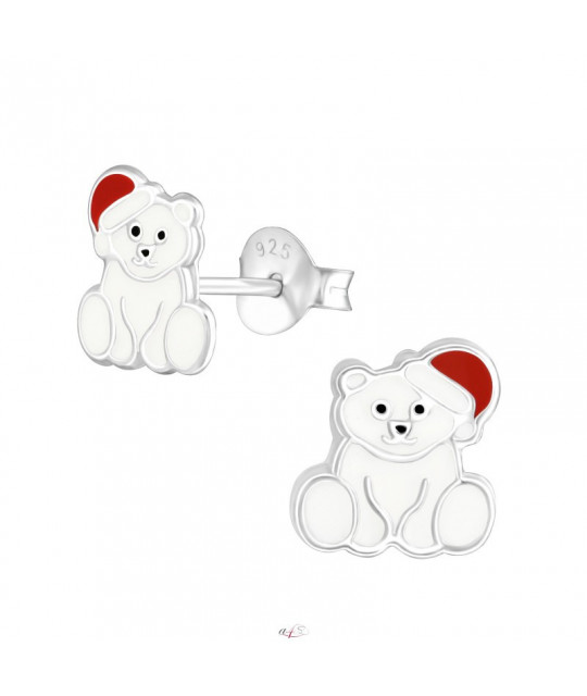 Silver earrings, Polar Bear