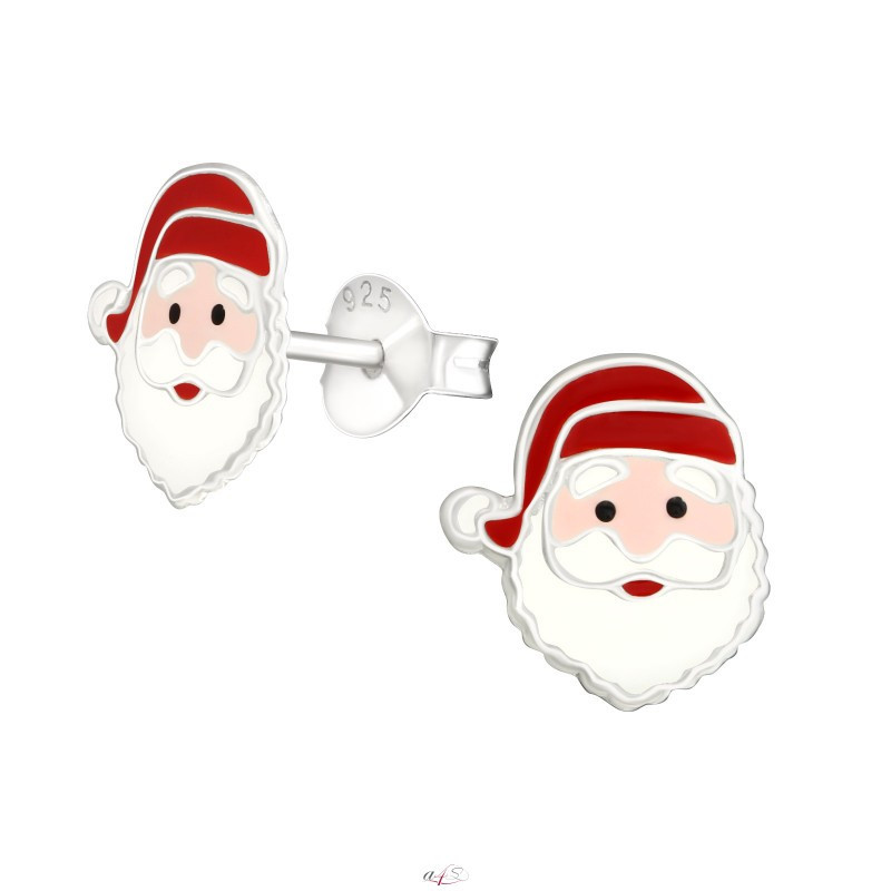 Silver earrings, Santa Claus