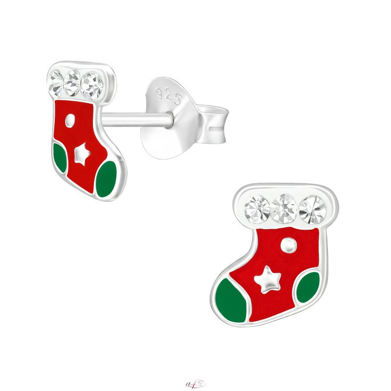 Silver earrings, Christmas Stockings