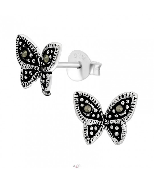 Silver earrings, Butterfly