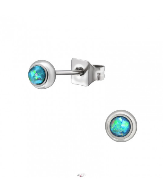 Stainless steel earrings with synthetic Opal