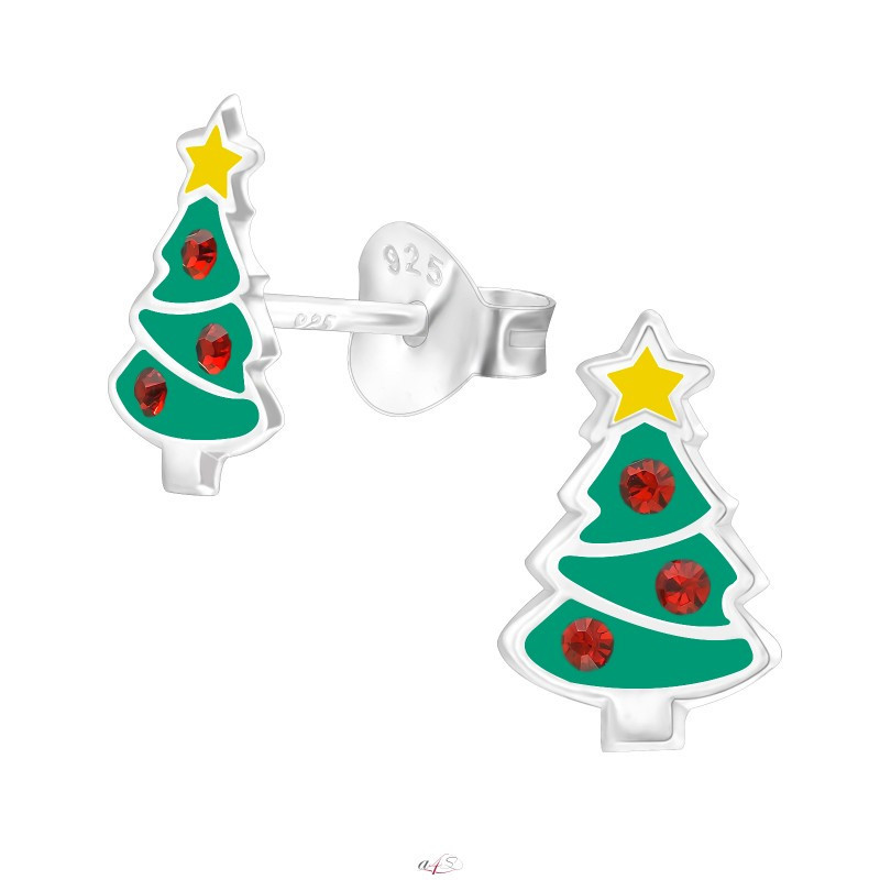 Silver earrings, Christmas Tree