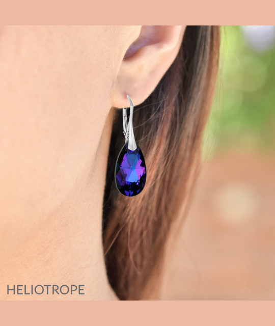 Silver earrings with Crystal, Heliotrope