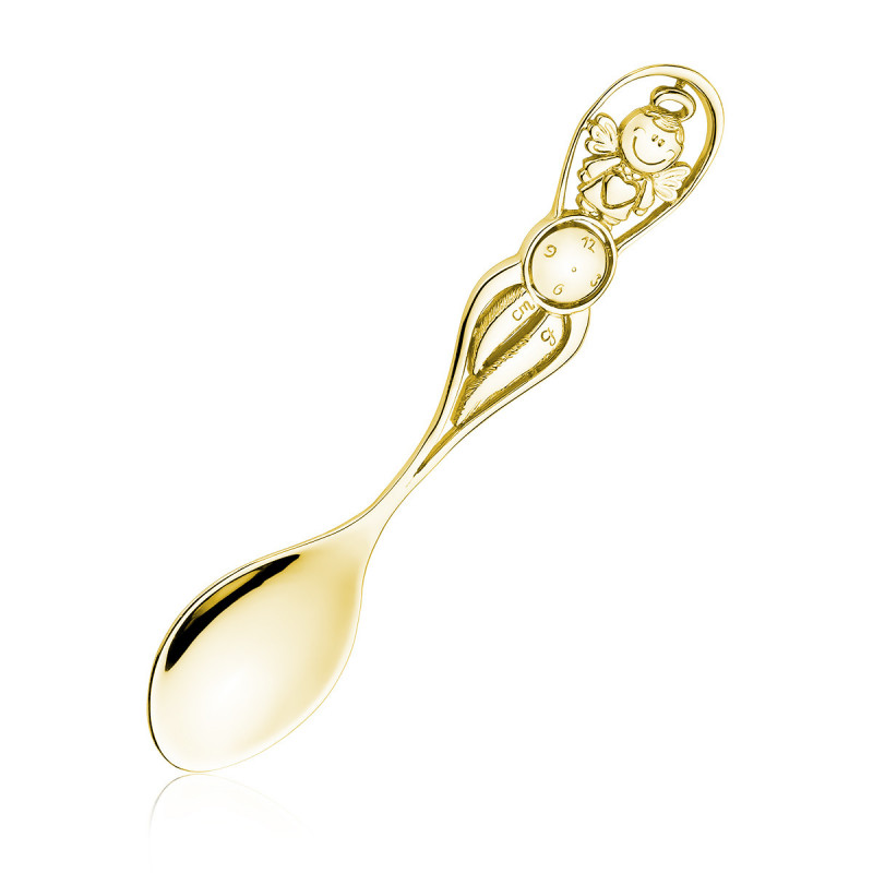 Gold-plated silver christening spoon for baby