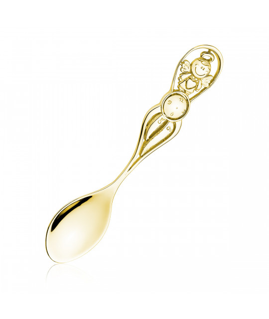 Gold-plated silver christening spoon for baby