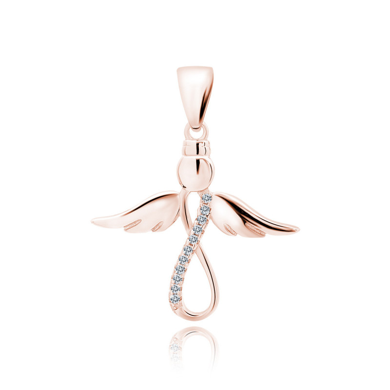 Gold-plated silver pendant SENTIELL with white zircons, Angel and infinity sign