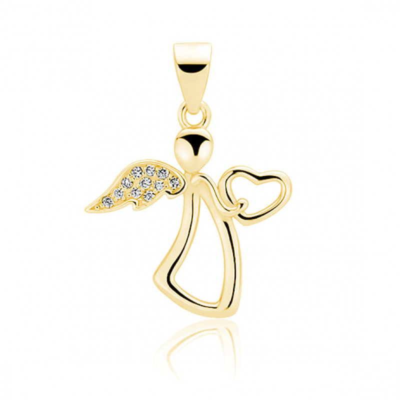 Gold-plated silver pendant with zircon, Angel