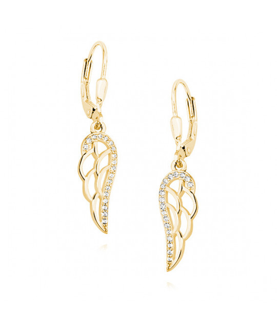 Gold-plated silver earrings with white zircon, Wings