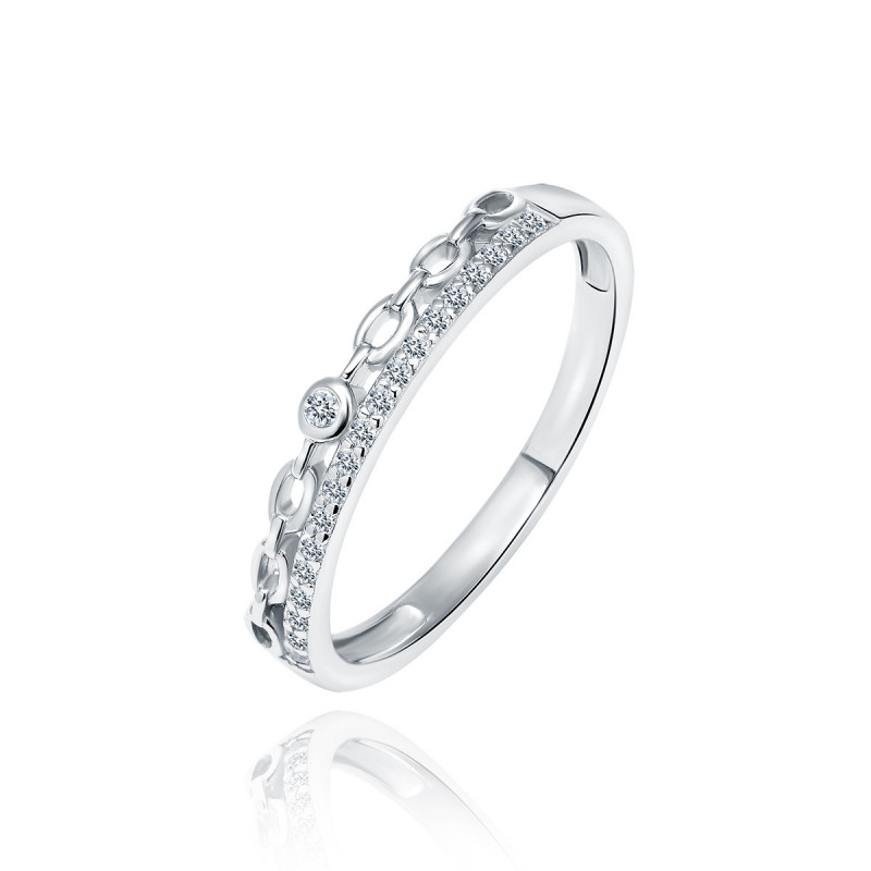 Серебряное кольцо с цирконами, EU-15