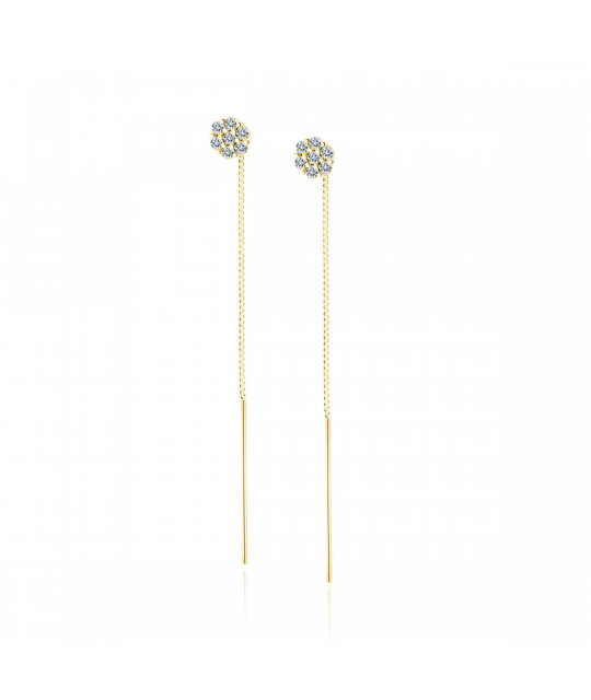 Gold-plated silver chain-earrings, Flower