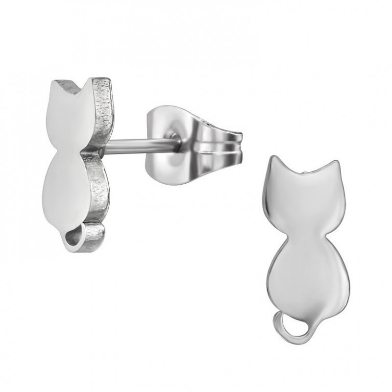 Stainless steel earrings, Cat