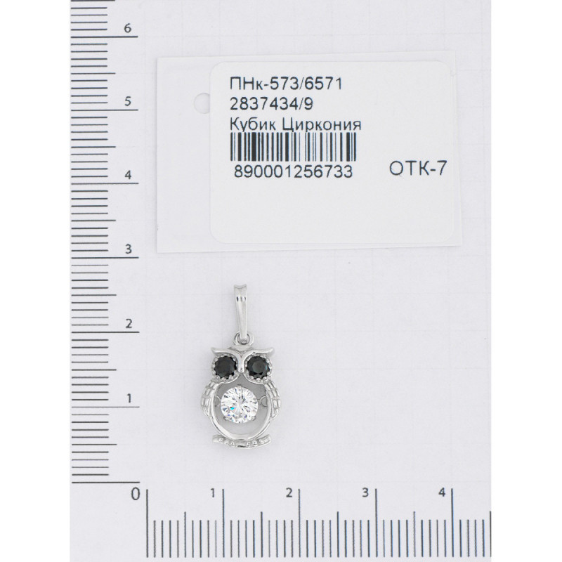 Silver pendant with swinging cubic zirkonia ALFA-KARAT, Owl