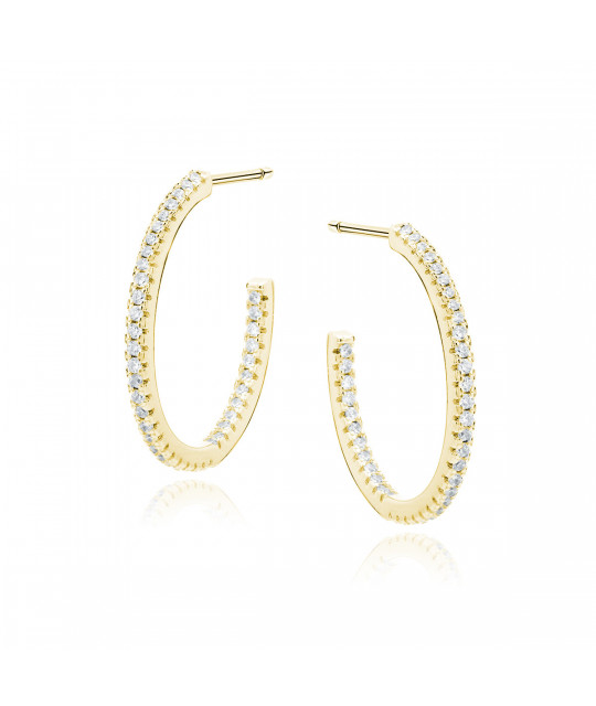 Gold-plated silver earings with white zircons
